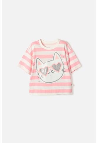 Camiseta De Mic Manga Corta Marfil Para Niña 4 MARCA MIC