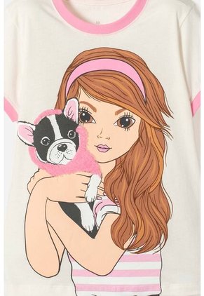 Camiseta De Mic Manga Corta Marfil Para Niña 8