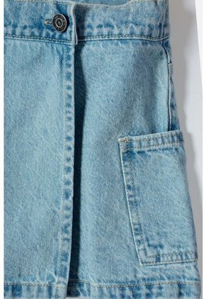 Falda De Mic Con Bolsillos Azul Para Niña 4