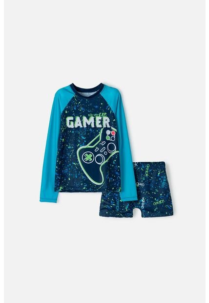 Conjunto De Baño Mic Manga Larga Azul Para Niño 8