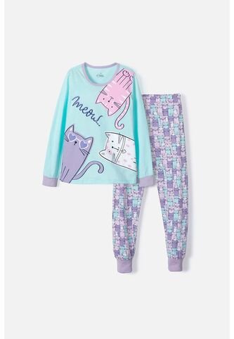 Pijama De Mic De Pantalón Largo Verde Y Morada Para Niña 10 MARCA MIC