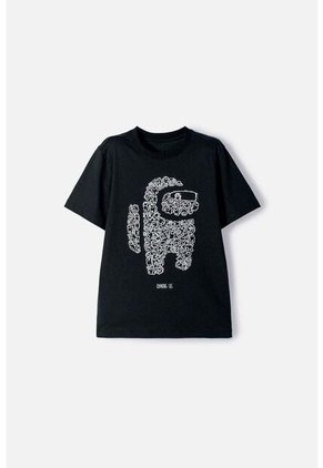 Camiseta De Among Us Manga Corta Negro Para Niño S