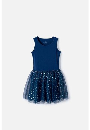 Vestido De Mic Con Falda En Tull Azul Para Niña 8