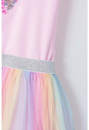 Vestido De Mic Con Aplique De Lentejuelas Multicolor Para Niña 12