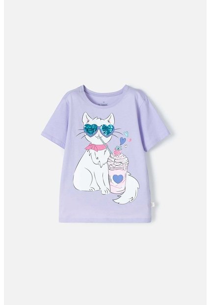 Camiseta De Mic Manga Corta Lila Para Niña 12