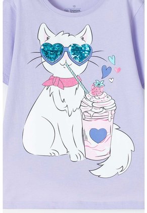 Camiseta De Mic Manga Corta Lila Para Niña 12