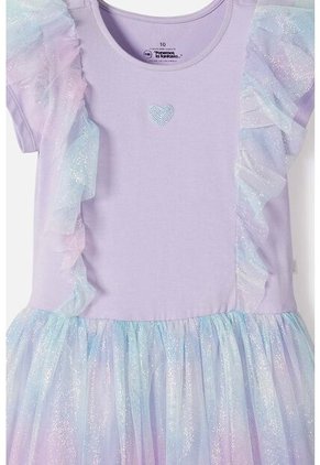 Vestido De Mic Con Falda En Tull Morado Para Niña 10