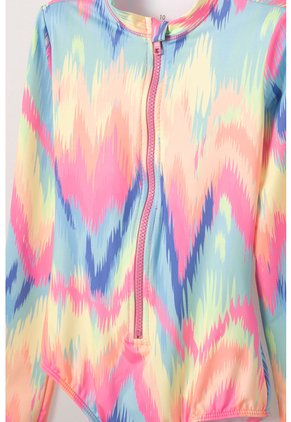Vestido De Baño Mic De Manga Larga Multicolor Para Niña 12