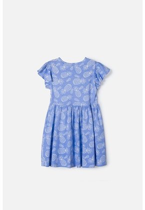 Vestido De Mic Manga Corta Azul Para Niña 10
