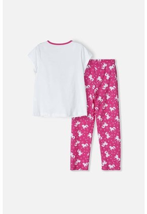 Pijama De Mic Con Pantalón Largo Blanco Y Fucsia Para Niña 4