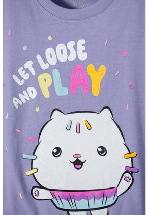 Camiseta De Gabby’s Dollhouse Manga Corta Lila Para Niña