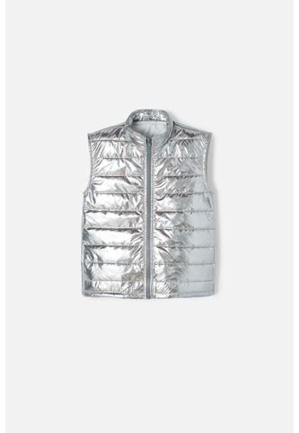 Chaleco Mic Color Plata Con Cierre Frontal Para Niña 4 MARCA MIC