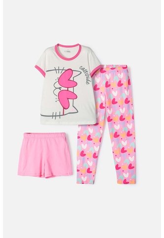 Pijama De Mic 3 Piezas Marfil Y Rosado Para Niña 6 MARCA MIC