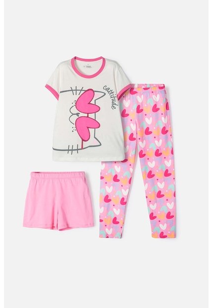 Pijama De Mic 3 Piezas Marfil Y Rosado Para Niña 6