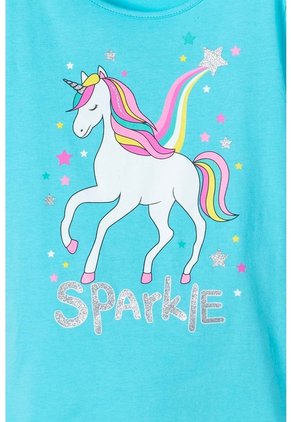 Camiseta De Mic Manga Corta Azul Para Niña 8