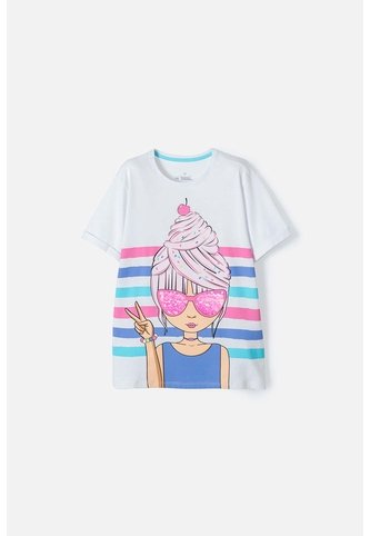 Camiseta Mic Blanca Manga Corta Para Niña 4 MARCA MIC