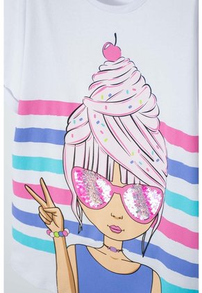 Camiseta Mic Blanca Manga Corta Para Niña 4