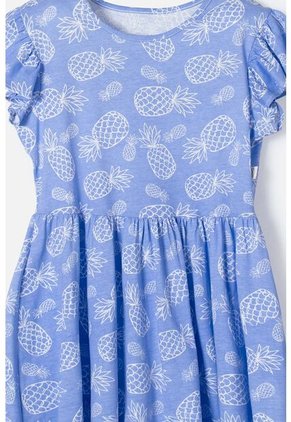 Vestido De Mic Manga Corta Azul Para Niña 10