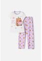 Pijama De Capybara Lila Y Blanca De Pantalón Largo Para Niña 8 de MARCA MIC