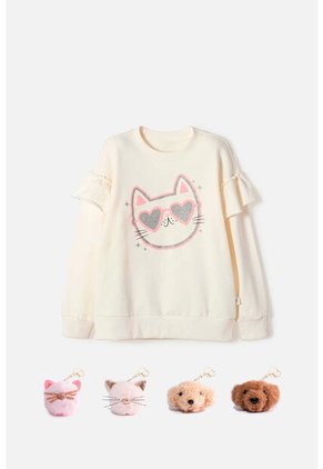 Buzo De Mic Cerrado Marfil Para Niña 4