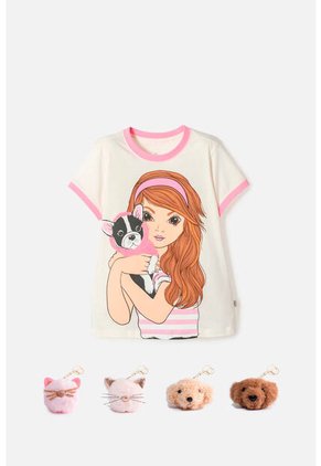 Camiseta De Mic Manga Corta Marfil Para Niña 6