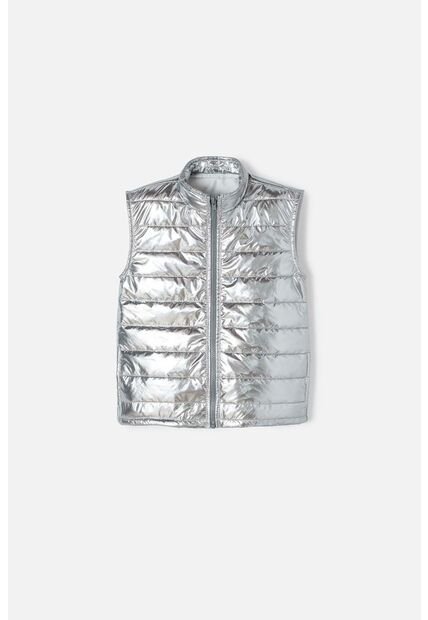 Chaleco Mic Color Plata Con Cierre Frontal Para Niña 8