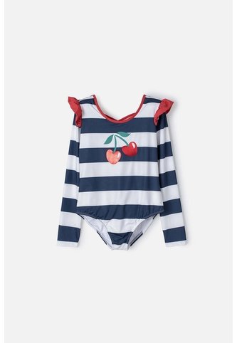 Vestido De Baño Mic Azul, Rojo Y Blanco Manga Larga Para Niña 10 MARCA MIC