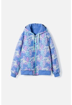 Chaqueta De Mic Con Cierre Y Capucha Azul Para Niña 12