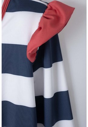 Vestido De Baño Mic Azul, Rojo Y Blanco Manga Larga Para Niña 10