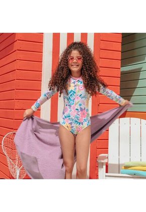 Vestido De Baño Mic Manga Larga Multicolor Para Niña 6