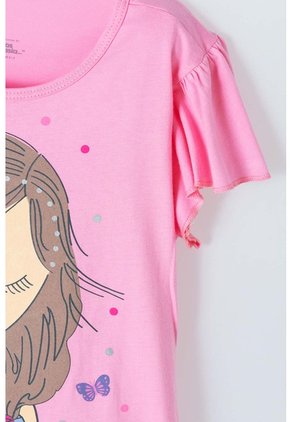 Camiseta De Mic Manga Corta Rosada Para Niña 12