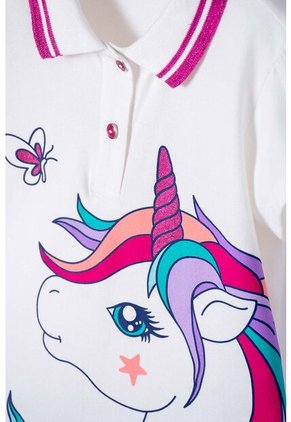 Camiseta Tipo Polo De Mic Marfil Con Botones Para Niña 4