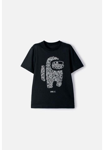 Camiseta De Among Us Manga Corta Negro Para Niño M MARCA MIC