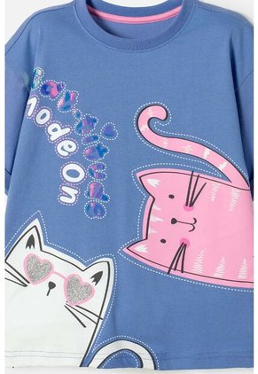 Camiseta De Mic Manga Corta Azul Para Niña 14