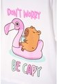 Camiseta De Capybara Marfil Estampada En Frente Para Niña 12 de MARCA MIC