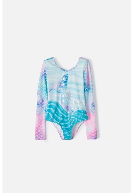 Vestido De Baño Mic Manga Larga Multicolor Para Niña 4