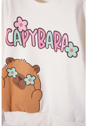 Buzo De Capybara Marfil De Diseño Cerrado Para Niña 4