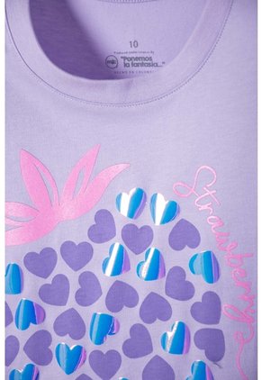 Camiseta De Mic Manga Corta Lavanda Claro Para Niña 4