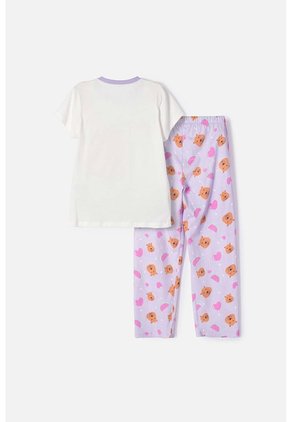 Pijama De Capybara Lila Y Blanca De Pantalón Largo Para Niña 8