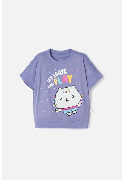 Camiseta De Gabby’s Dollhouse Manga Corta Lila Para Niña