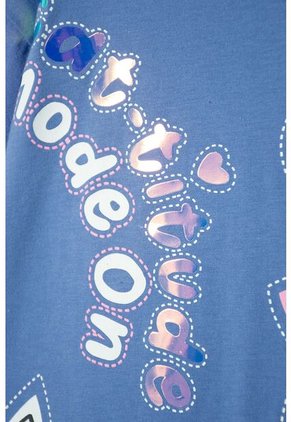 Camiseta De Mic Manga Corta Azul Para Niña 14