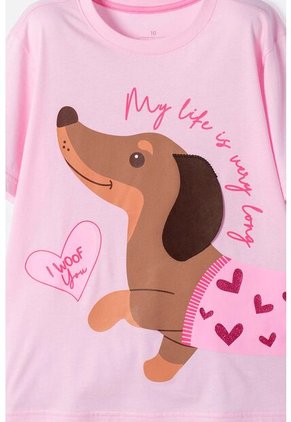 Camiseta De Mic Manga Corta Rosado Para Niña 10