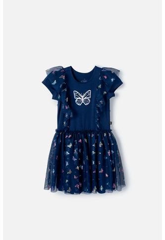 Vestido De Mic Con Tull Azul Para Niña 8 MARCA MIC