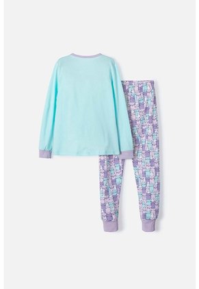 Pijama De Mic De Pantalón Largo Verde Y Morada Para Niña 10