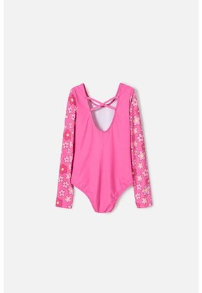 Vestido De Baño De Mic Manga Larga Rosado Para Niña 6