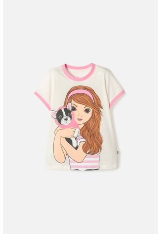 Camiseta De Mic Manga Corta Marfil Para Niña 10 MARCA MIC