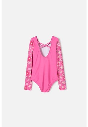 Vestido De Baño De Mic Manga Larga Rosado Para Niña 4