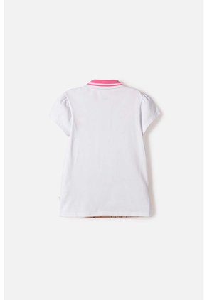 Camiseta Capibara Tipo Polo Blanco Para Niña 10