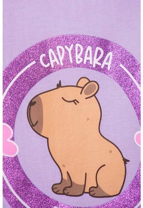 Camiseta De Capybara Manga Corta Violeta Para Niña 12