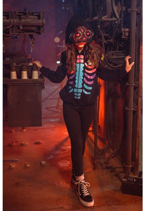 Buzo De Mic Catrina Con Capucha Negro Para Niña 4